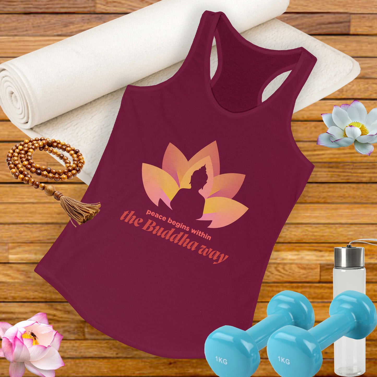 Peace Begins Within Racerback Tank – The Buddha Way to Calm & Clarity