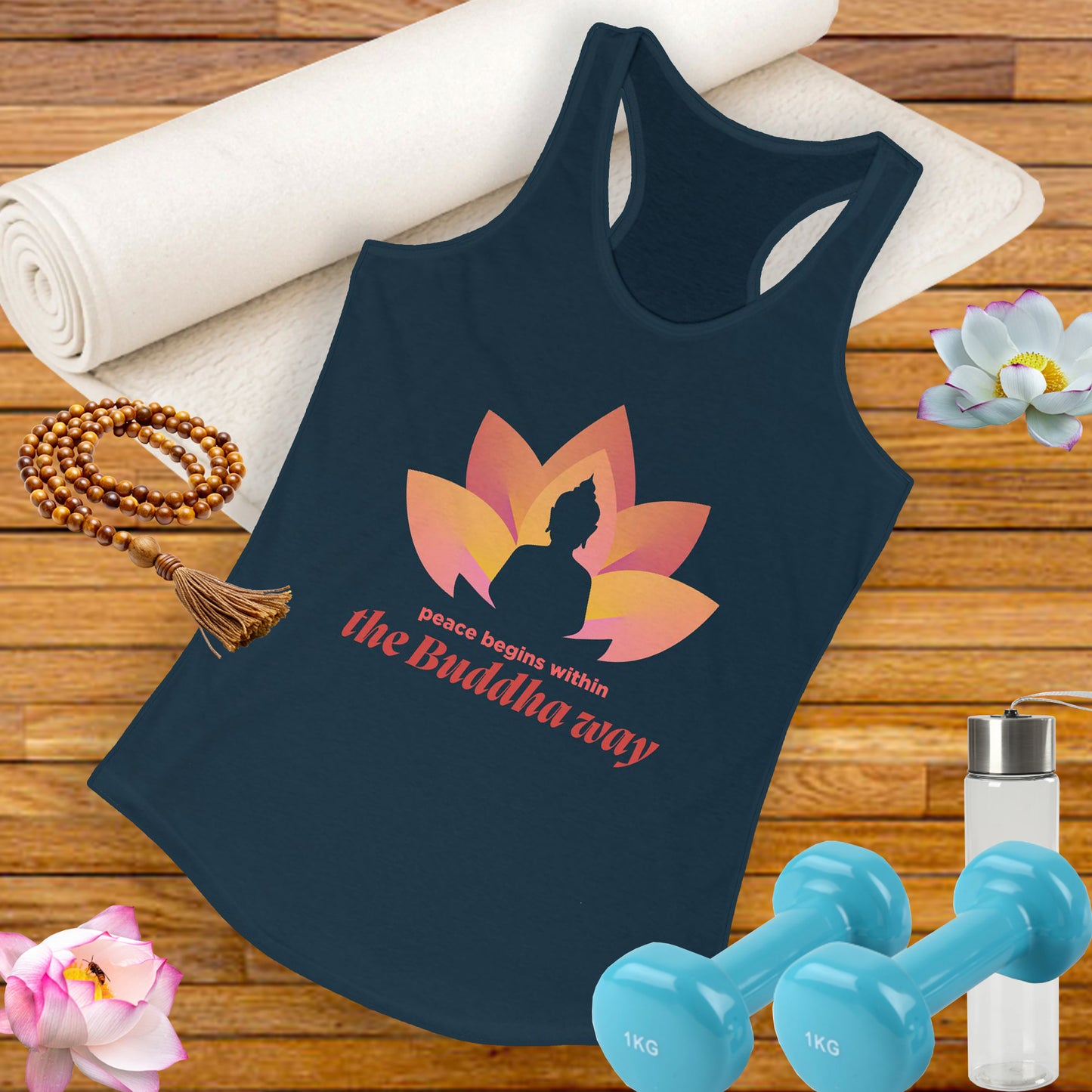 Peace Begins Within Racerback Tank – The Buddha Way to Calm & Clarity
