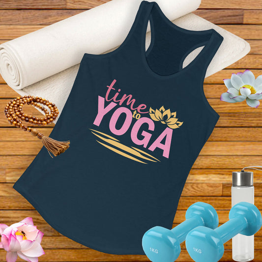 "Time to Yoga" - Flow into Presence Women's Racerback Tank Top - Relaxed Fit for Yoga and Fitness Enthusiasts