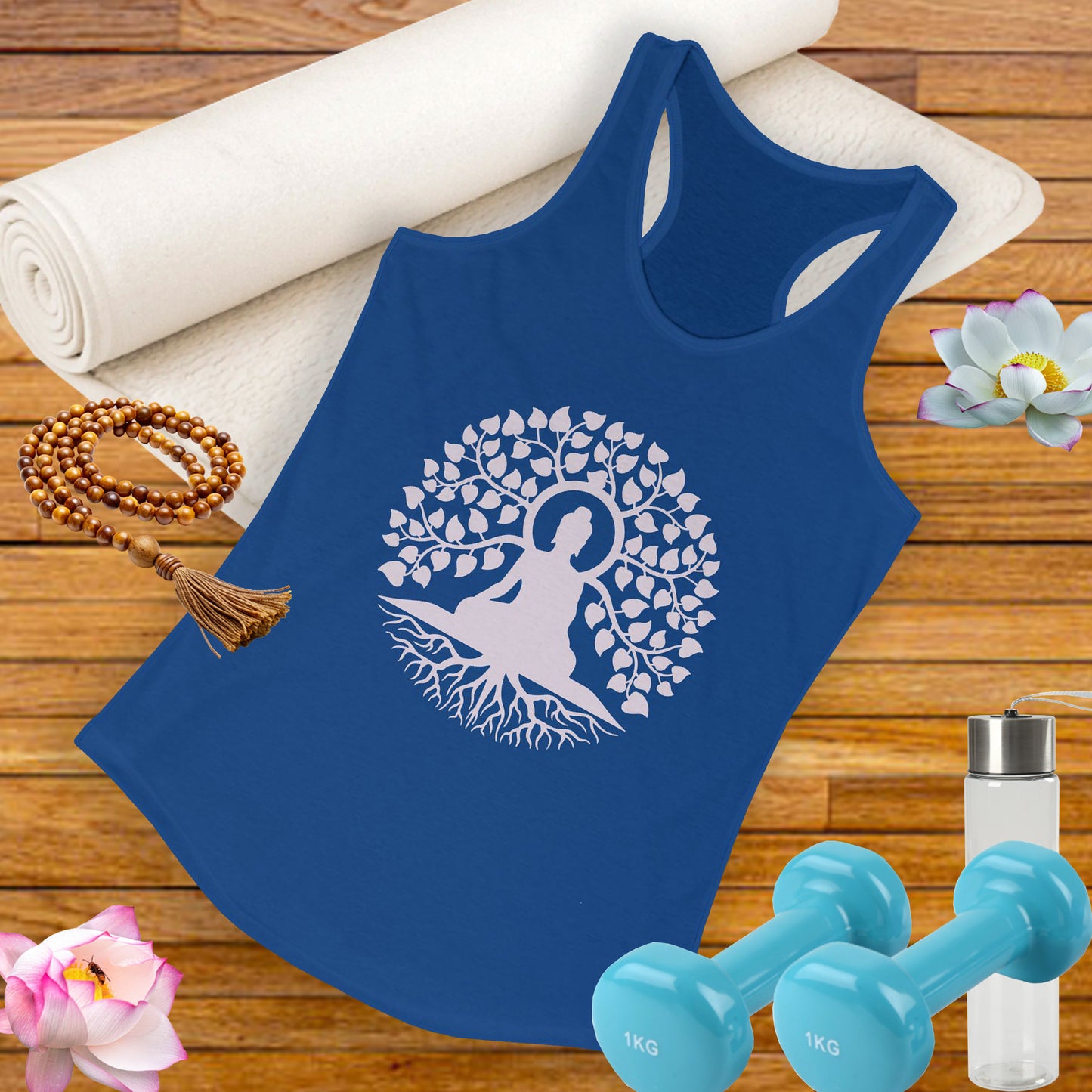 “Rooted in Presence” – Buddha & Tree of Life Racerback Tank Top
