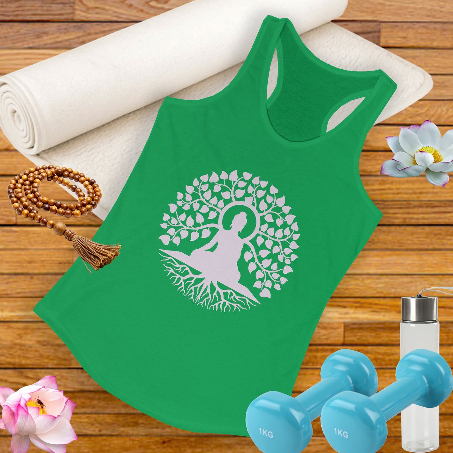 “Rooted in Presence” – Buddha & Tree of Life Racerback Tank Top
