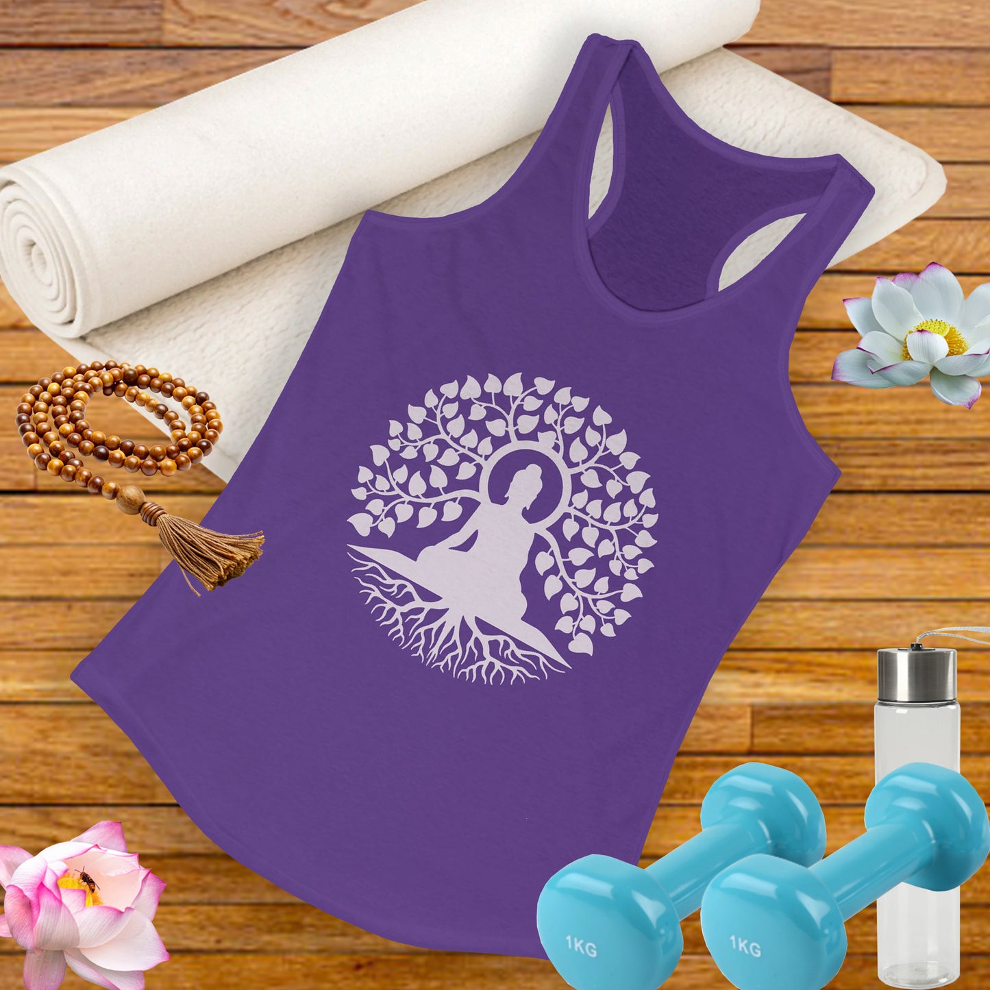 “Rooted in Presence” – Buddha & Tree of Life Racerback Tank Top