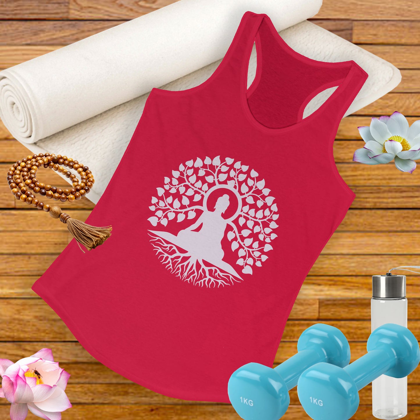 “Rooted in Presence” – Buddha & Tree of Life Racerback Tank Top