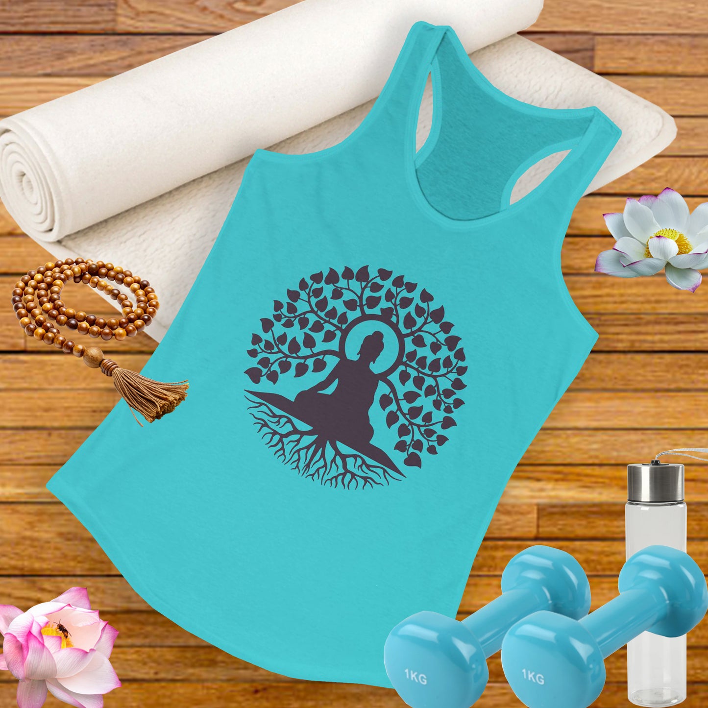 “Rooted in Presence” – Buddha & Tree of Life Racerback Tank Top