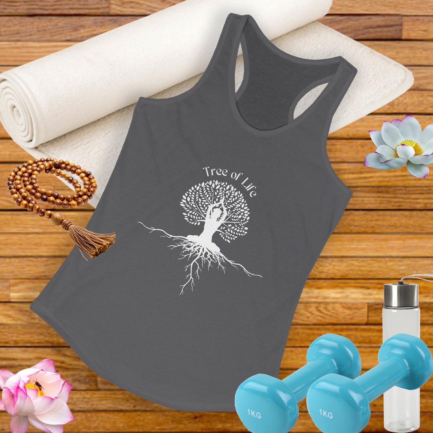 Tree of Life Yoga Racerback Tank – Rooted in Strength, Reaching for Light