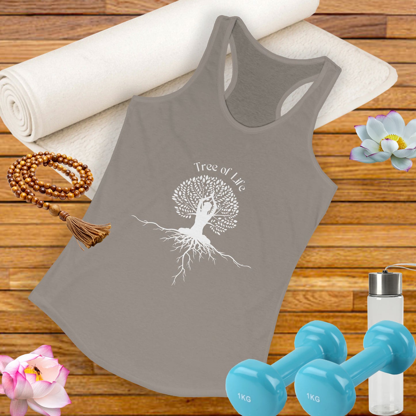 Tree of Life Yoga Racerback Tank – Rooted in Strength, Reaching for Light