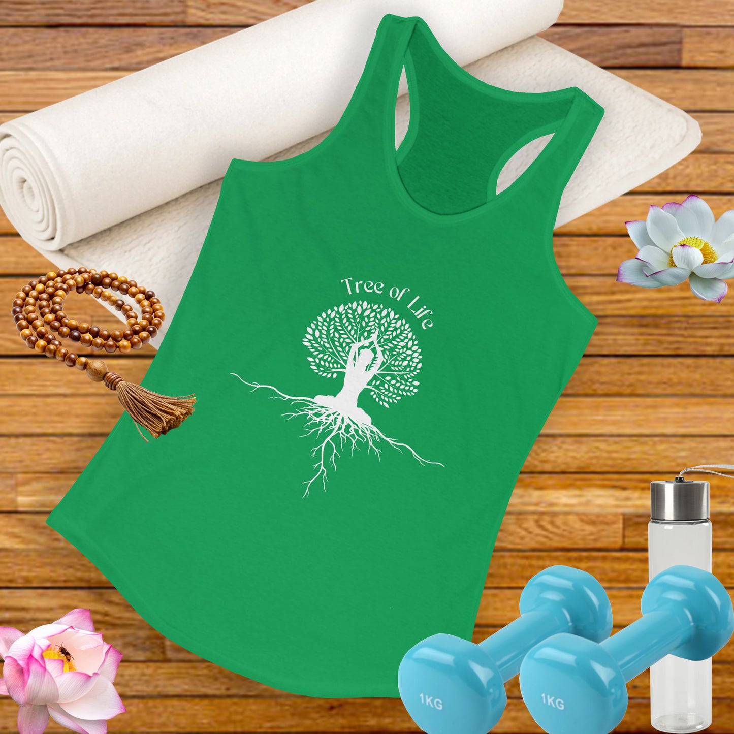 Tree of Life Yoga Racerback Tank – Rooted in Strength, Reaching for Light
