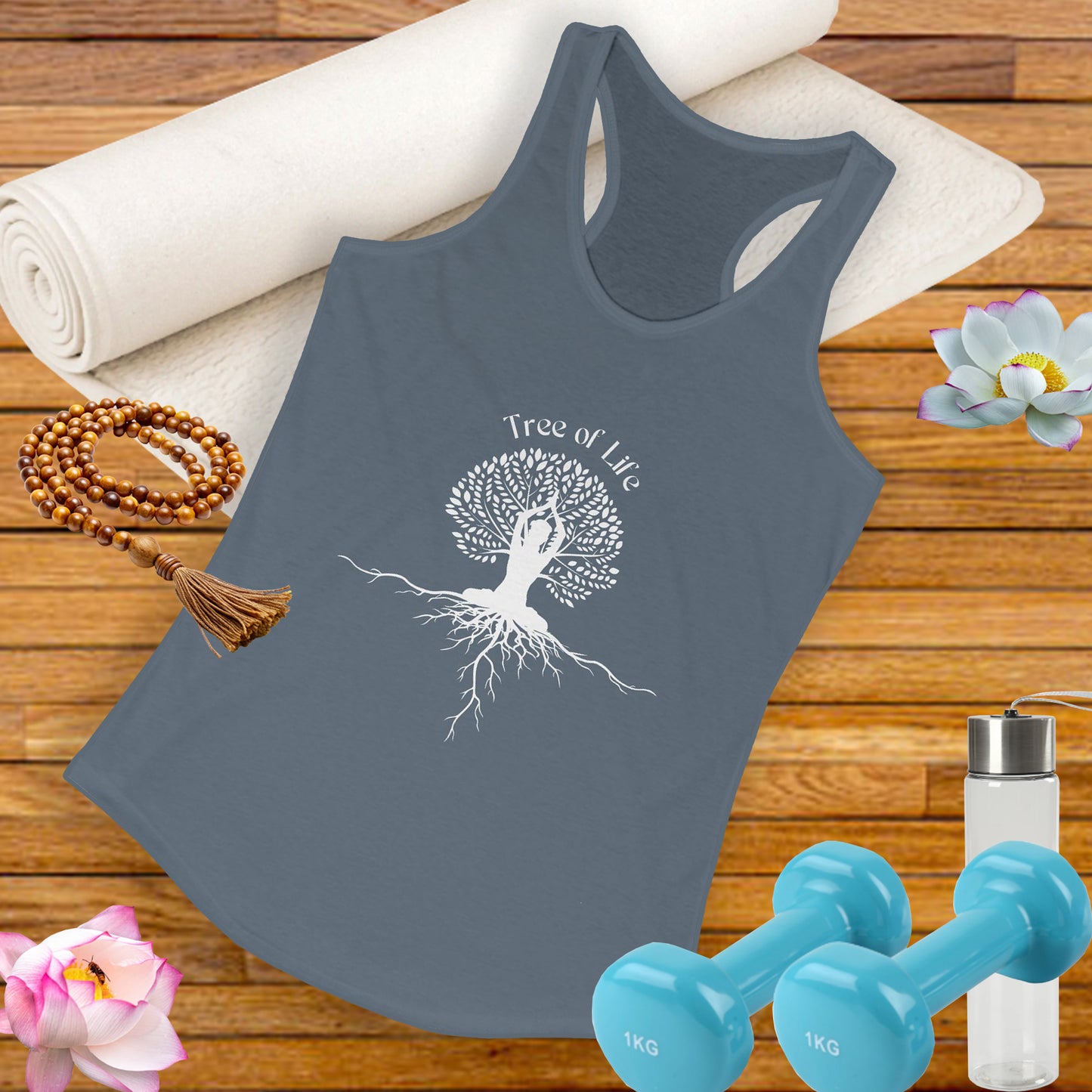 Tree of Life Yoga Racerback Tank – Rooted in Strength, Reaching for Light