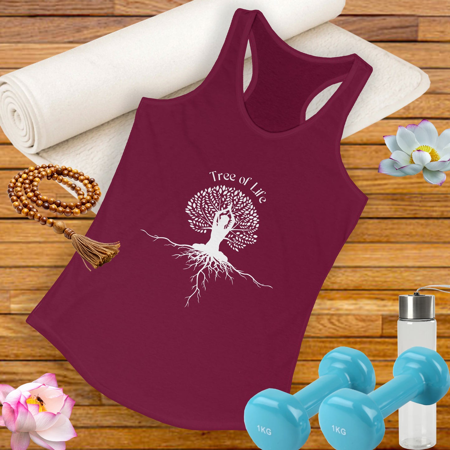 Tree of Life Yoga Racerback Tank – Rooted in Strength, Reaching for Light