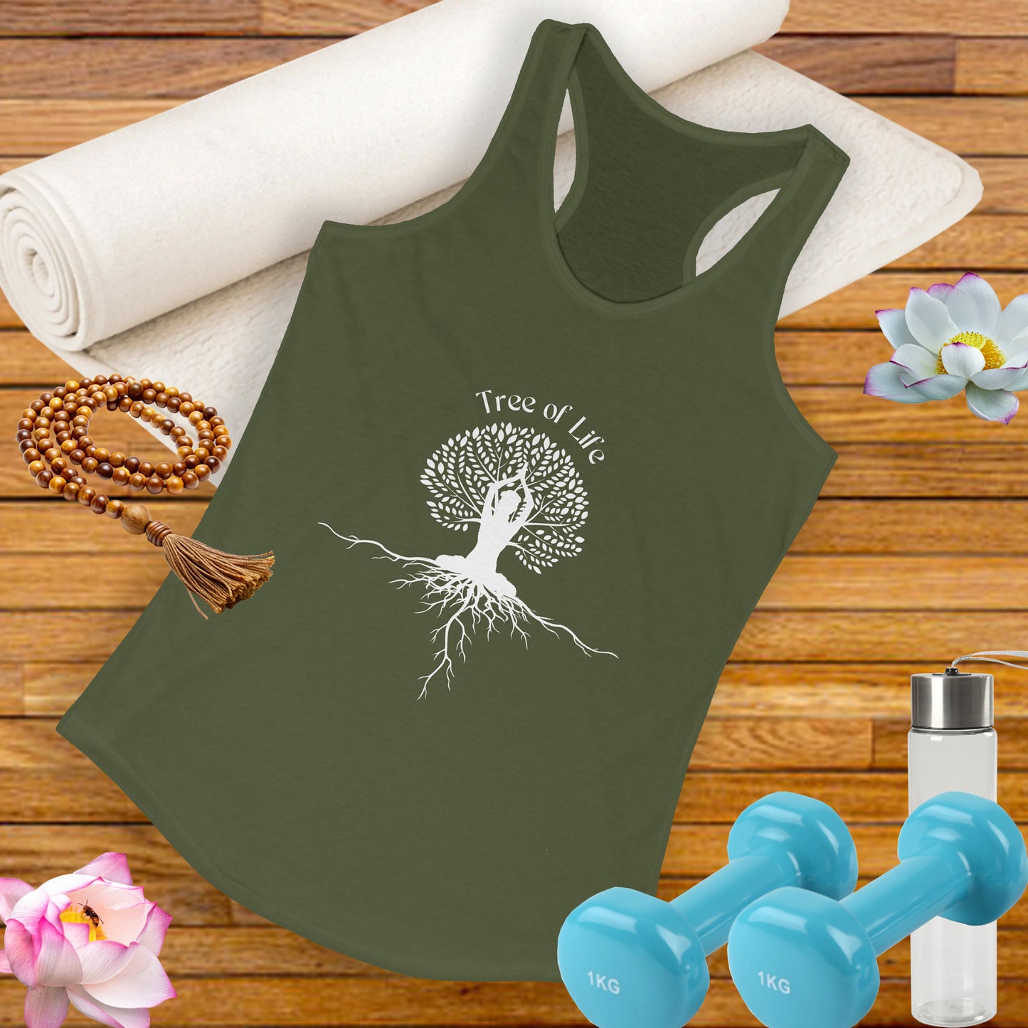 Tree of Life Yoga Racerback Tank – Rooted in Strength, Reaching for Light