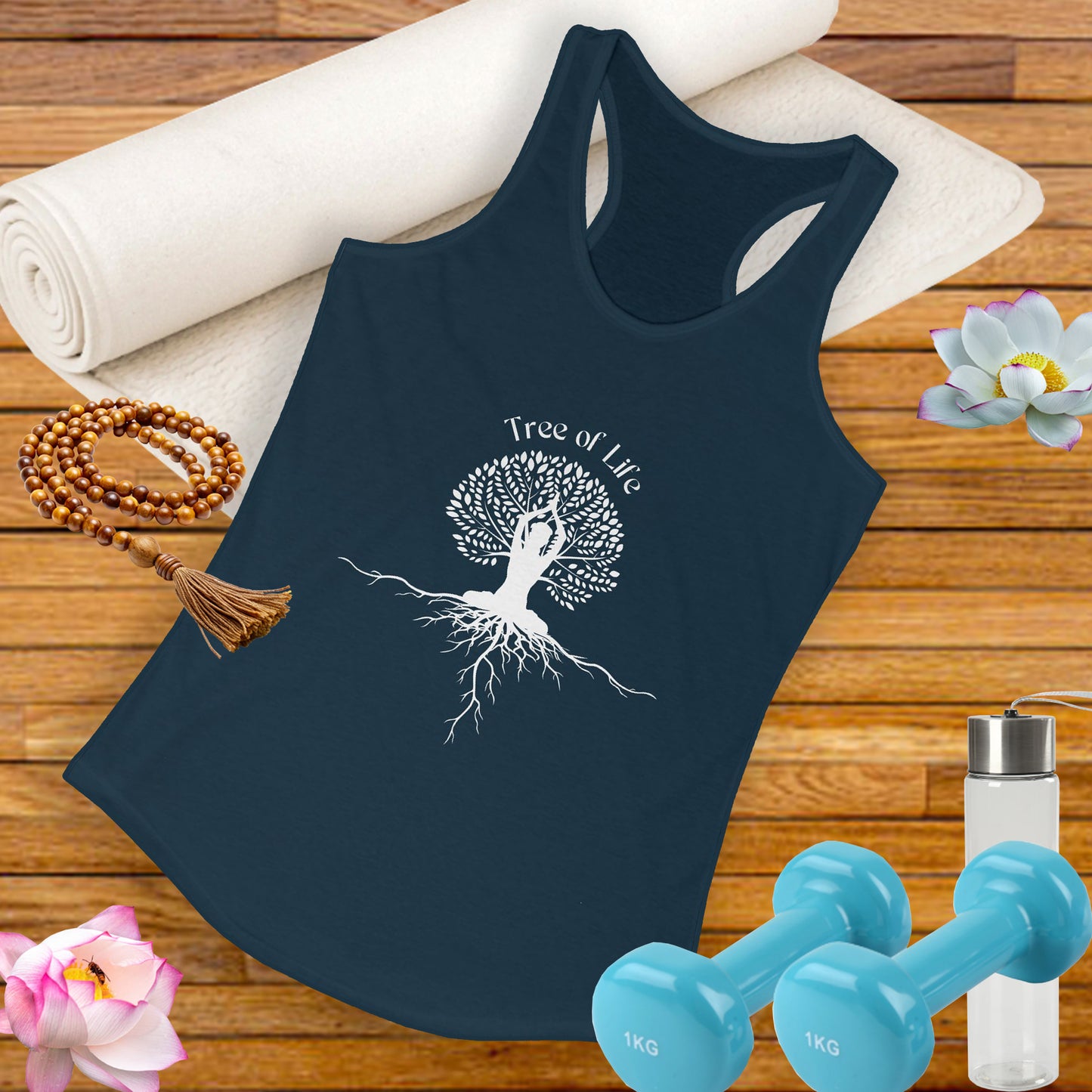 Tree of Life Yoga Racerback Tank – Rooted in Strength, Reaching for Light