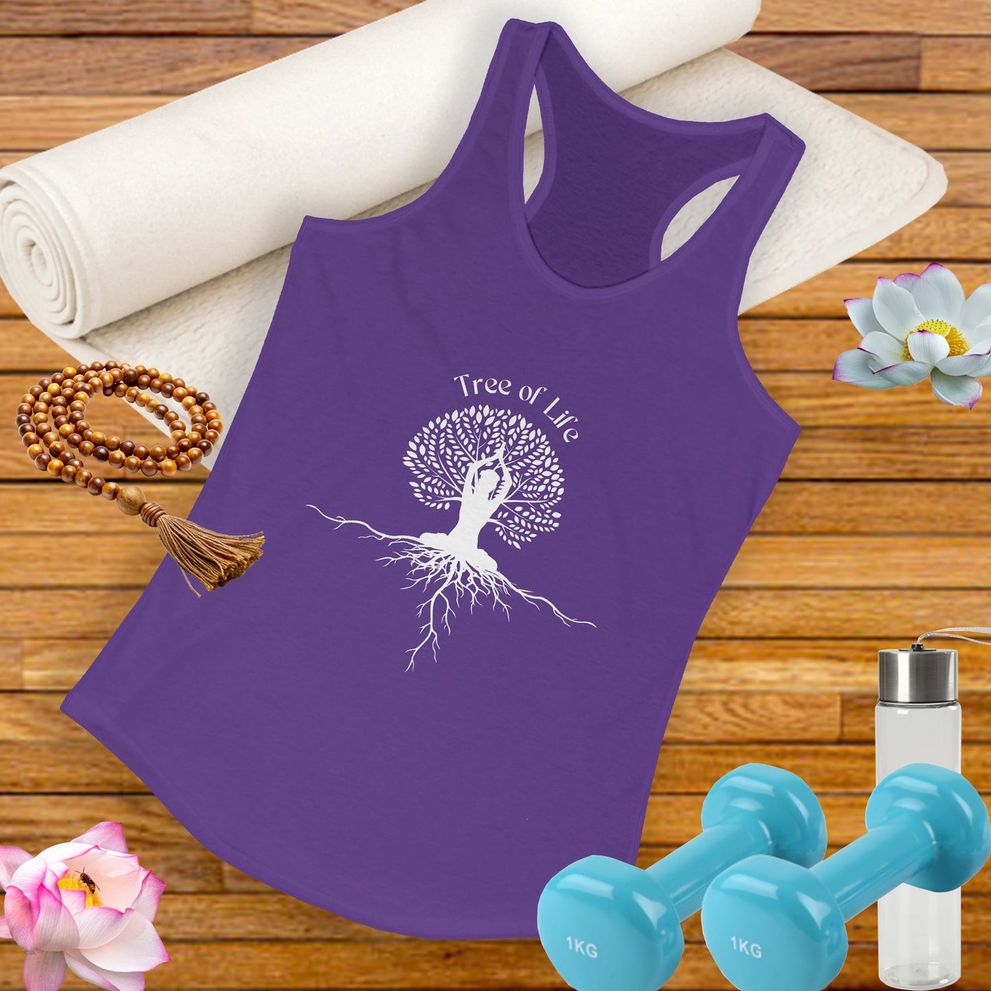Tree of Life Yoga Racerback Tank – Rooted in Strength, Reaching for Light