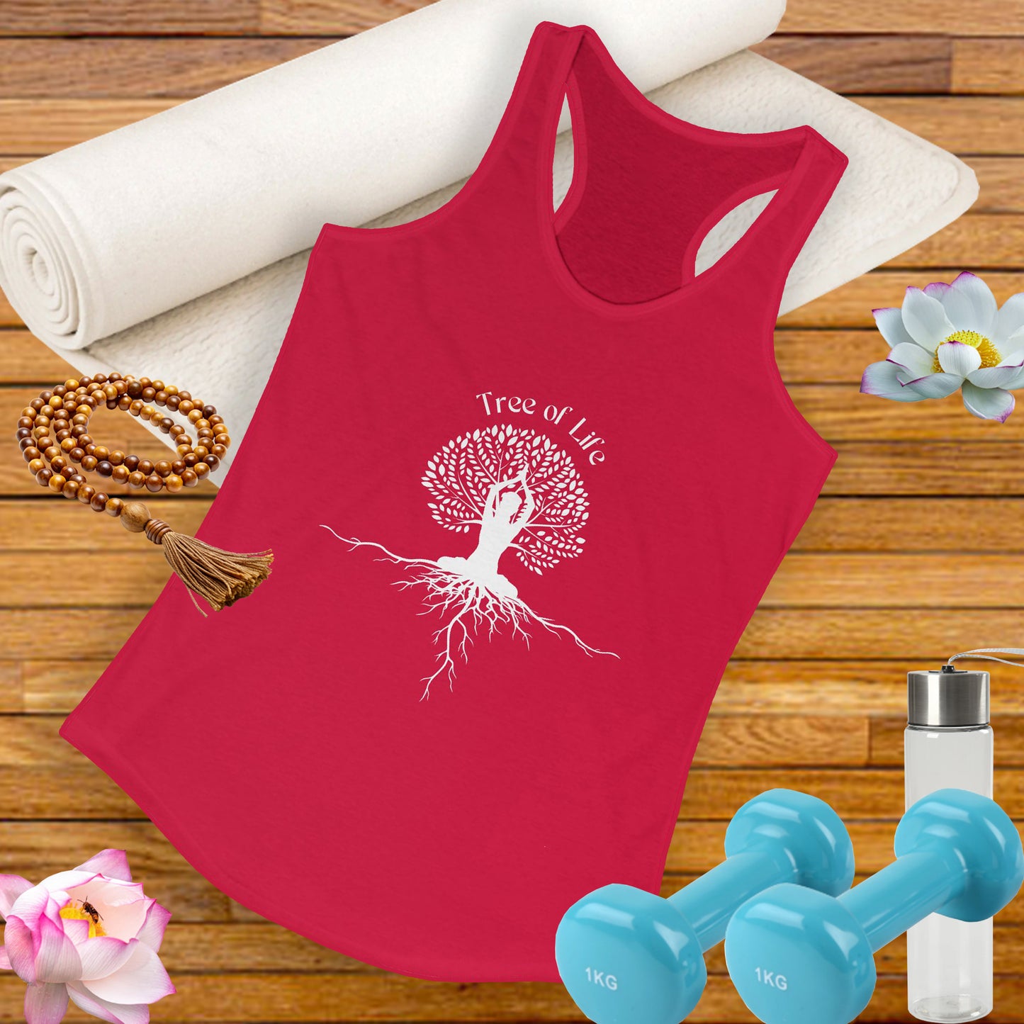 Tree of Life Yoga Racerback Tank – Rooted in Strength, Reaching for Light