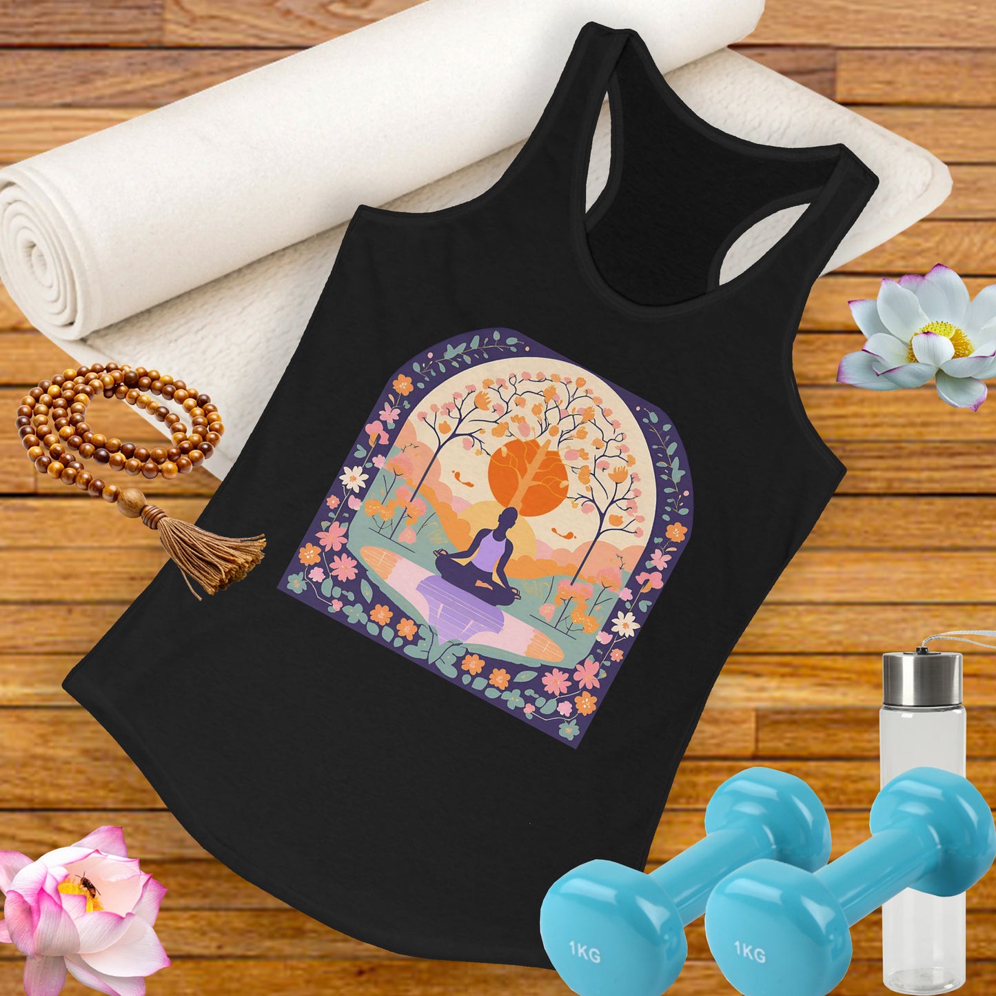 “Zen Garden Reflection” Racerback Tank – Serenity in Motion