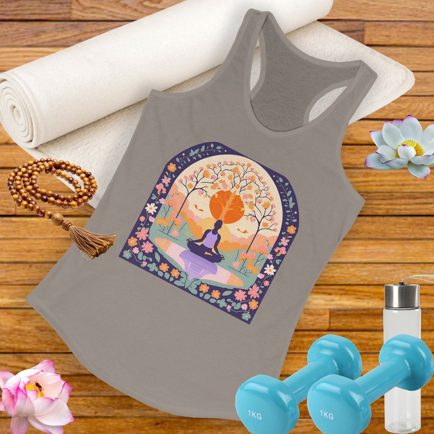 “Zen Garden Reflection” Racerback Tank – Serenity in Motion