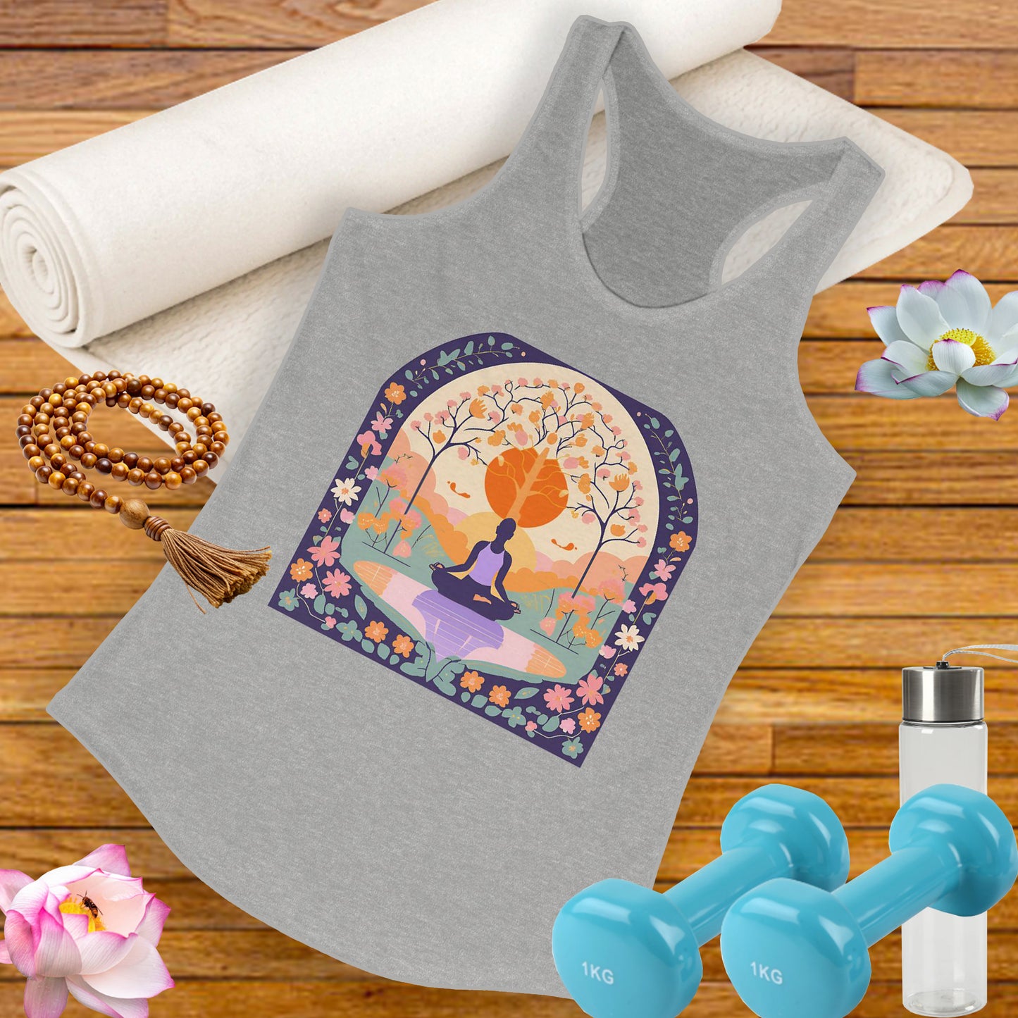 “Zen Garden Reflection” Racerback Tank – Serenity in Motion