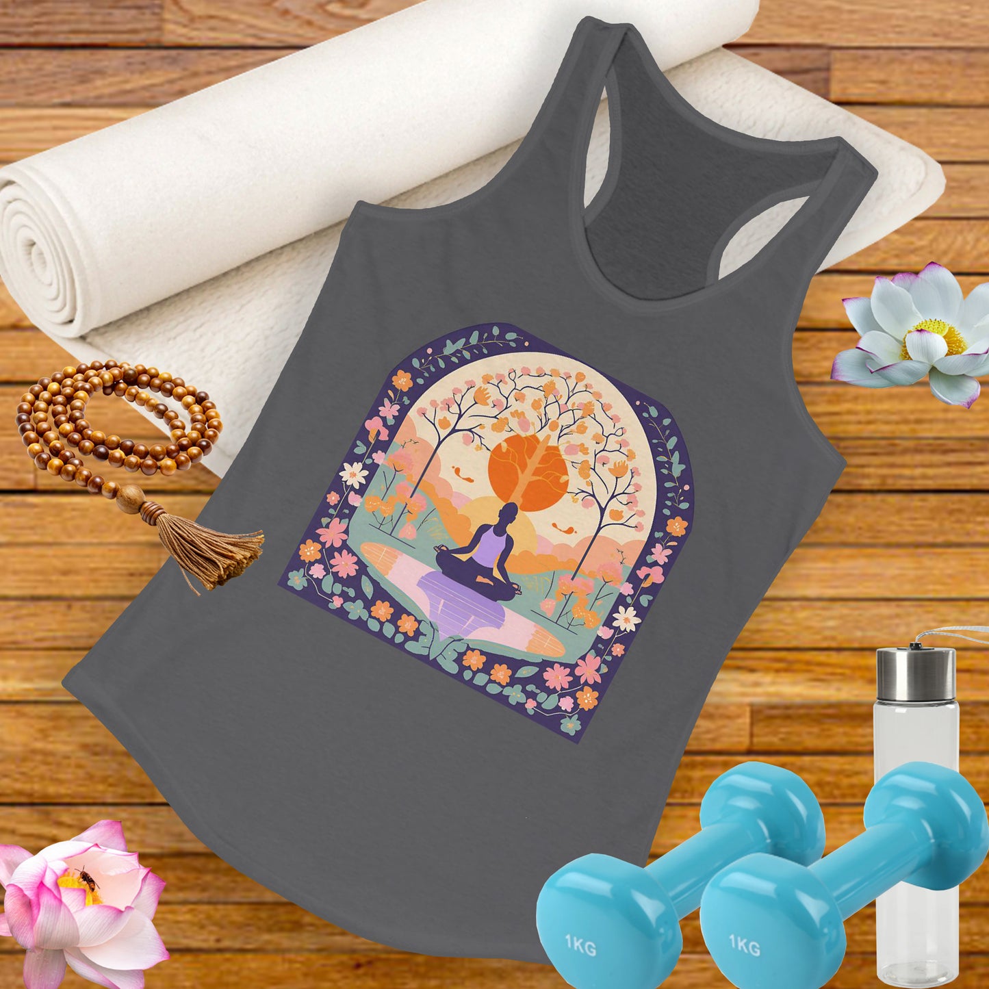 “Zen Garden Reflection” Racerback Tank – Serenity in Motion