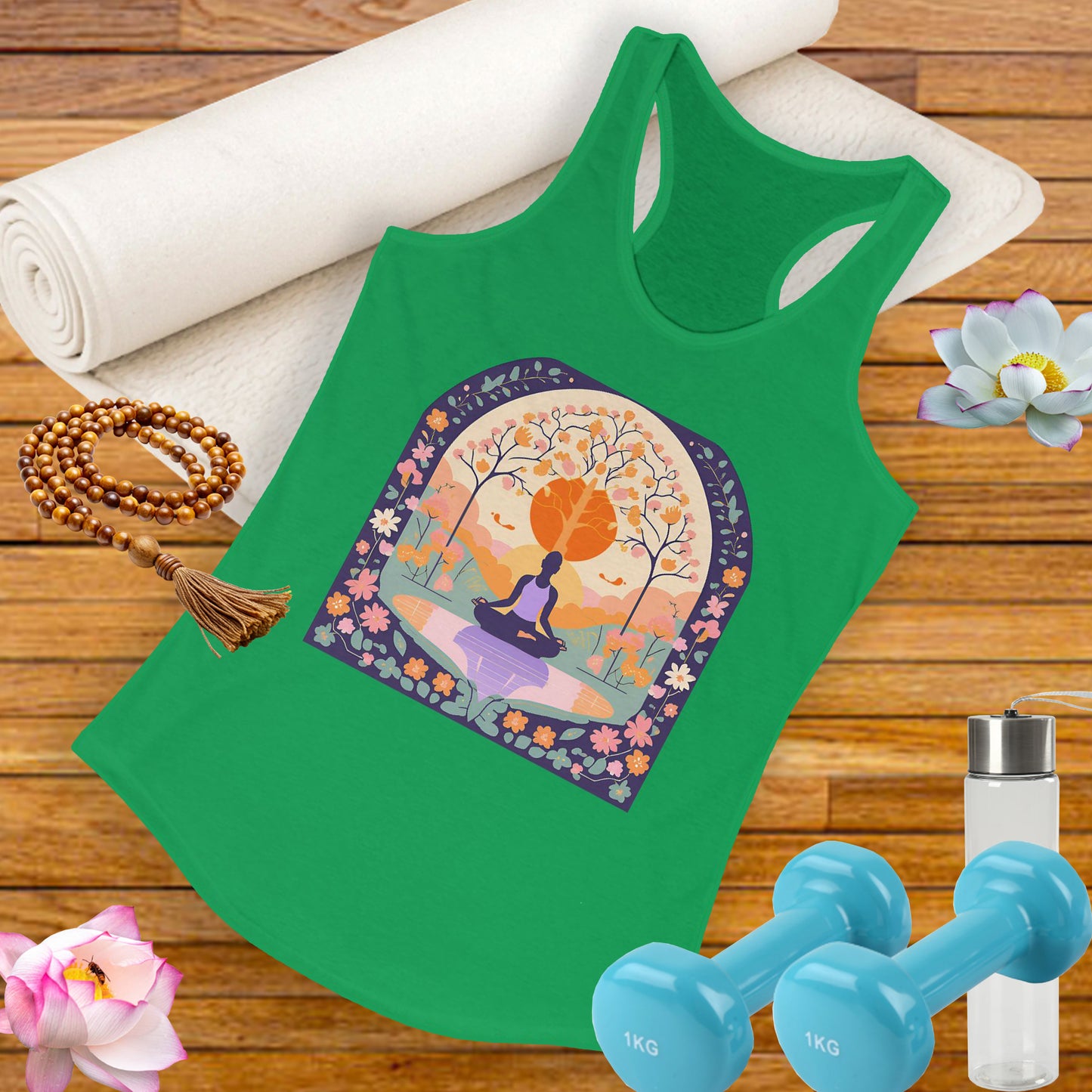 “Zen Garden Reflection” Racerback Tank – Serenity in Motion