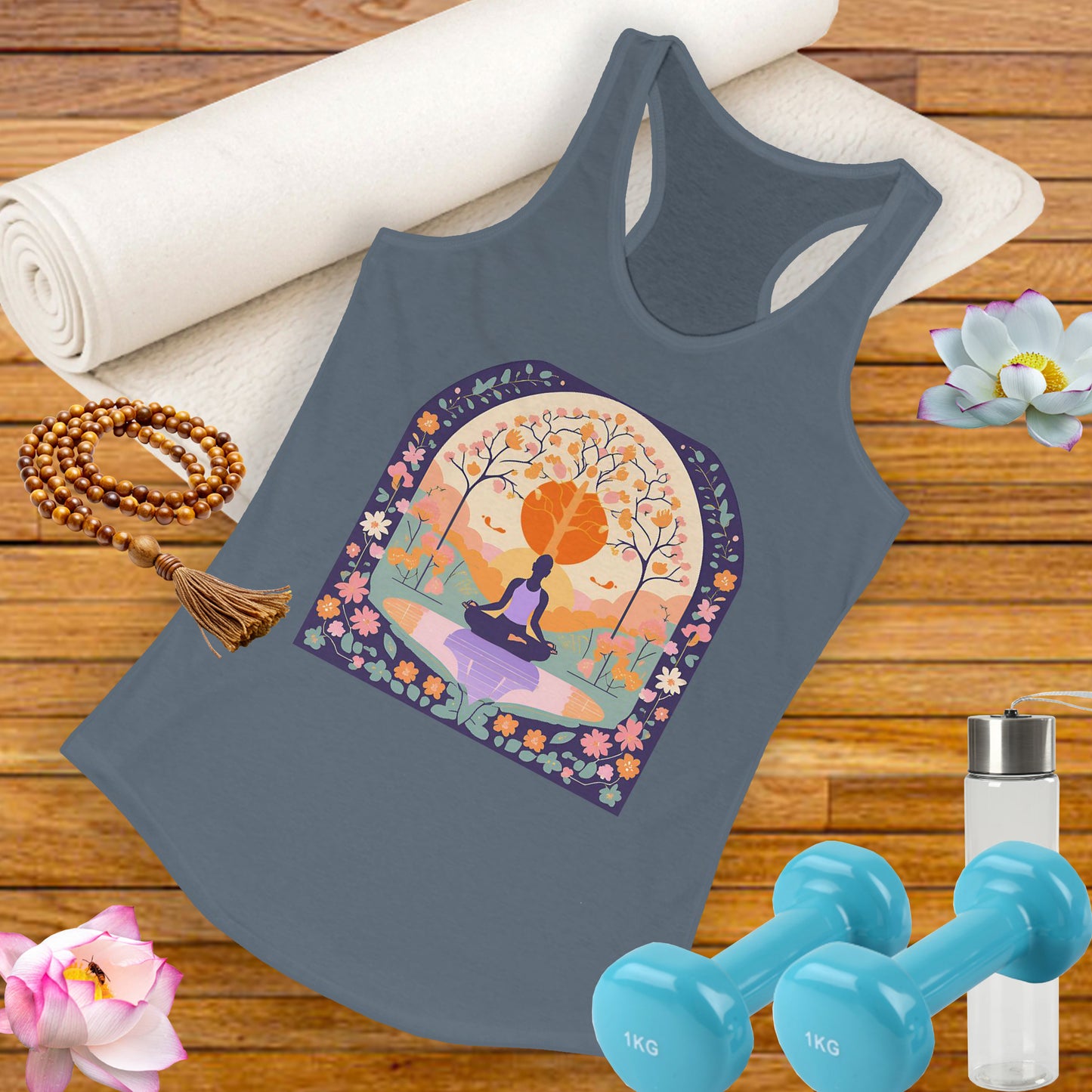 “Zen Garden Reflection” Racerback Tank – Serenity in Motion