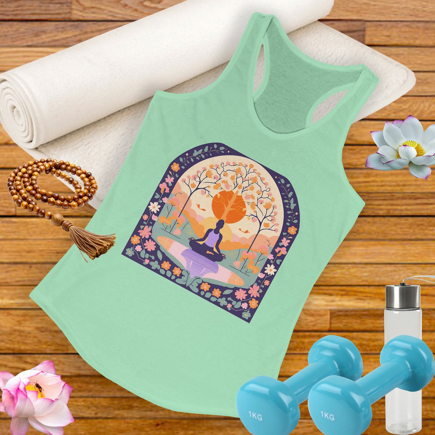 “Zen Garden Reflection” Racerback Tank – Serenity in Motion