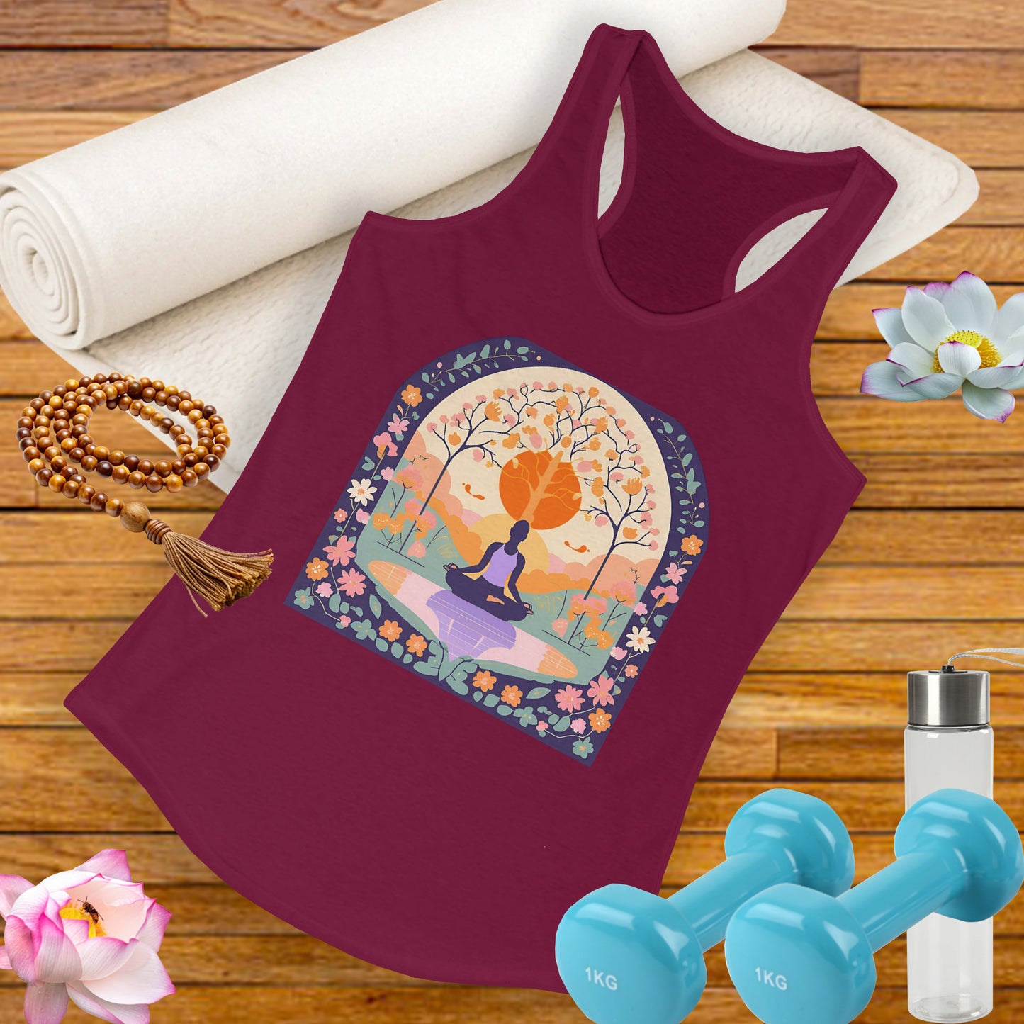 “Zen Garden Reflection” Racerback Tank – Serenity in Motion