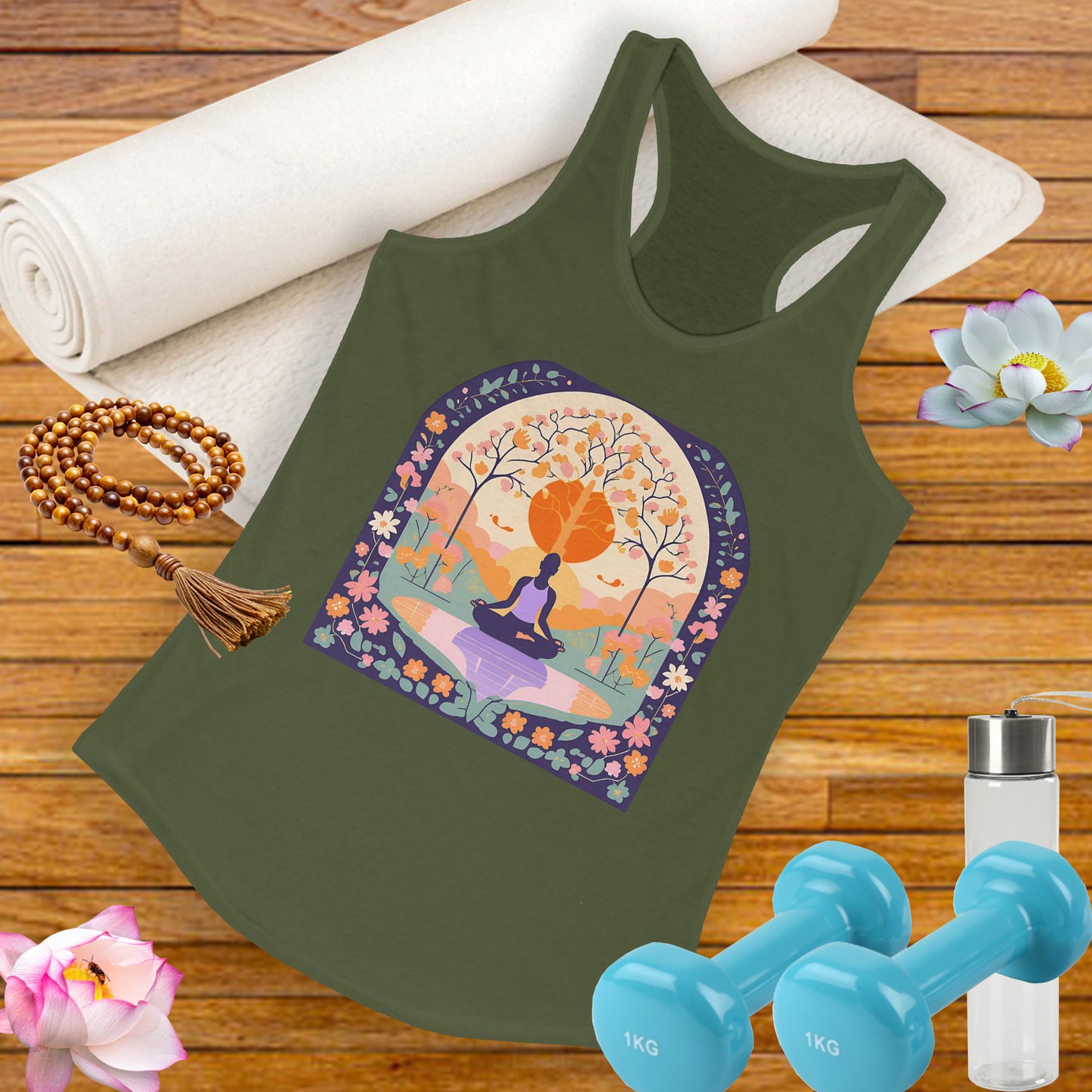 “Zen Garden Reflection” Racerback Tank – Serenity in Motion