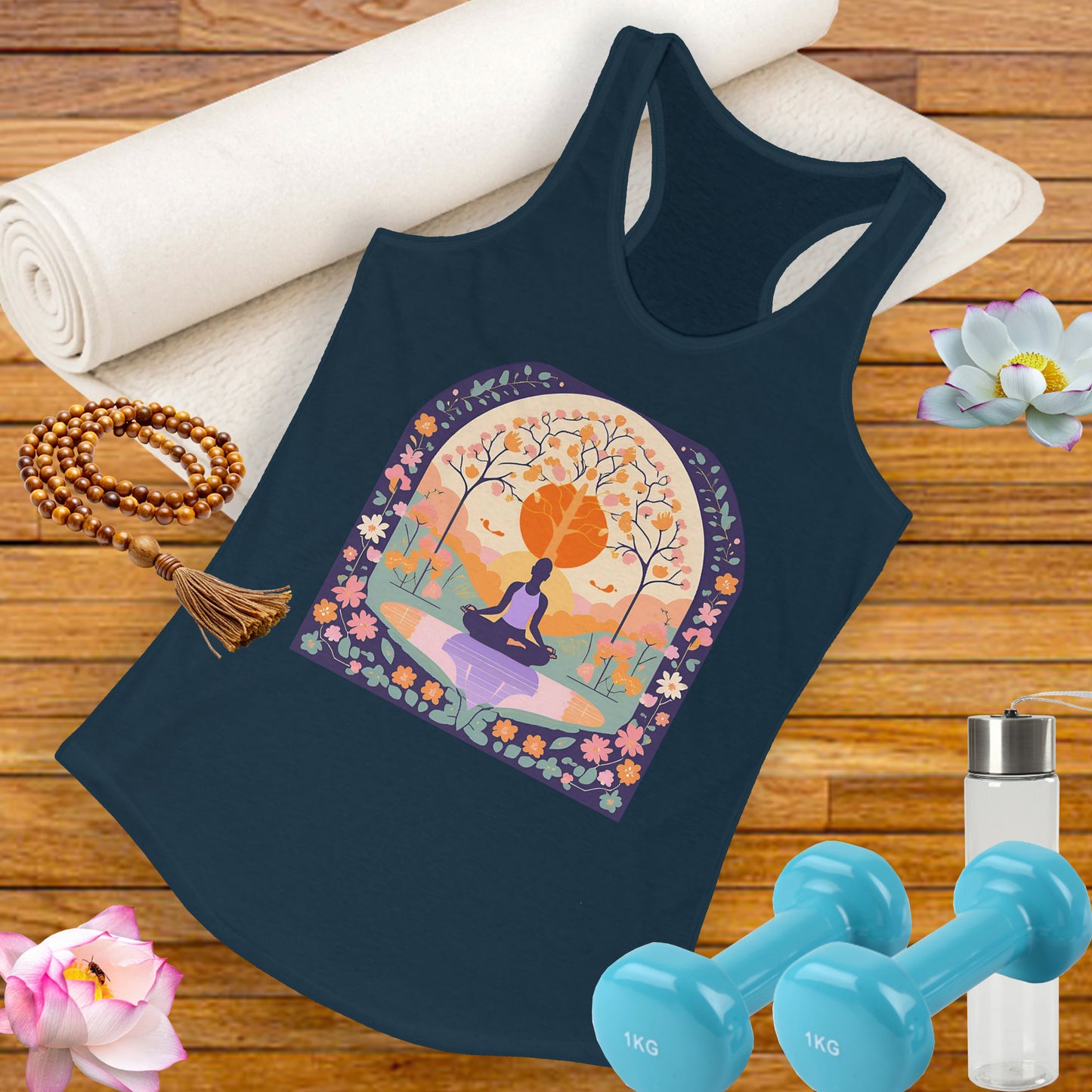 “Zen Garden Reflection” Racerback Tank – Serenity in Motion