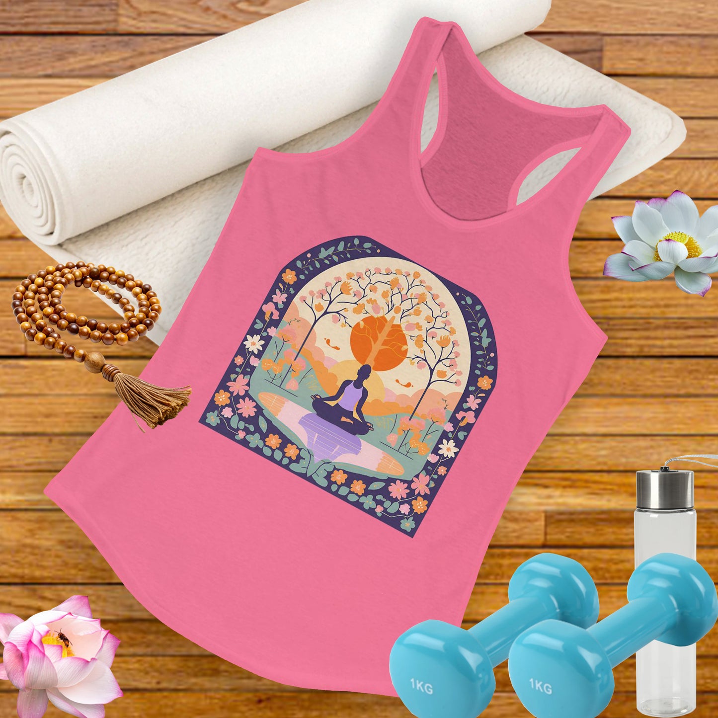 “Zen Garden Reflection” Racerback Tank – Serenity in Motion