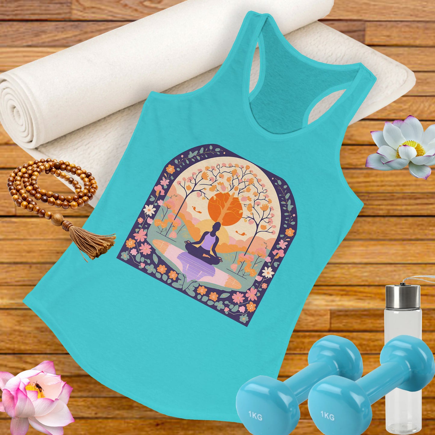 “Zen Garden Reflection” Racerback Tank – Serenity in Motion