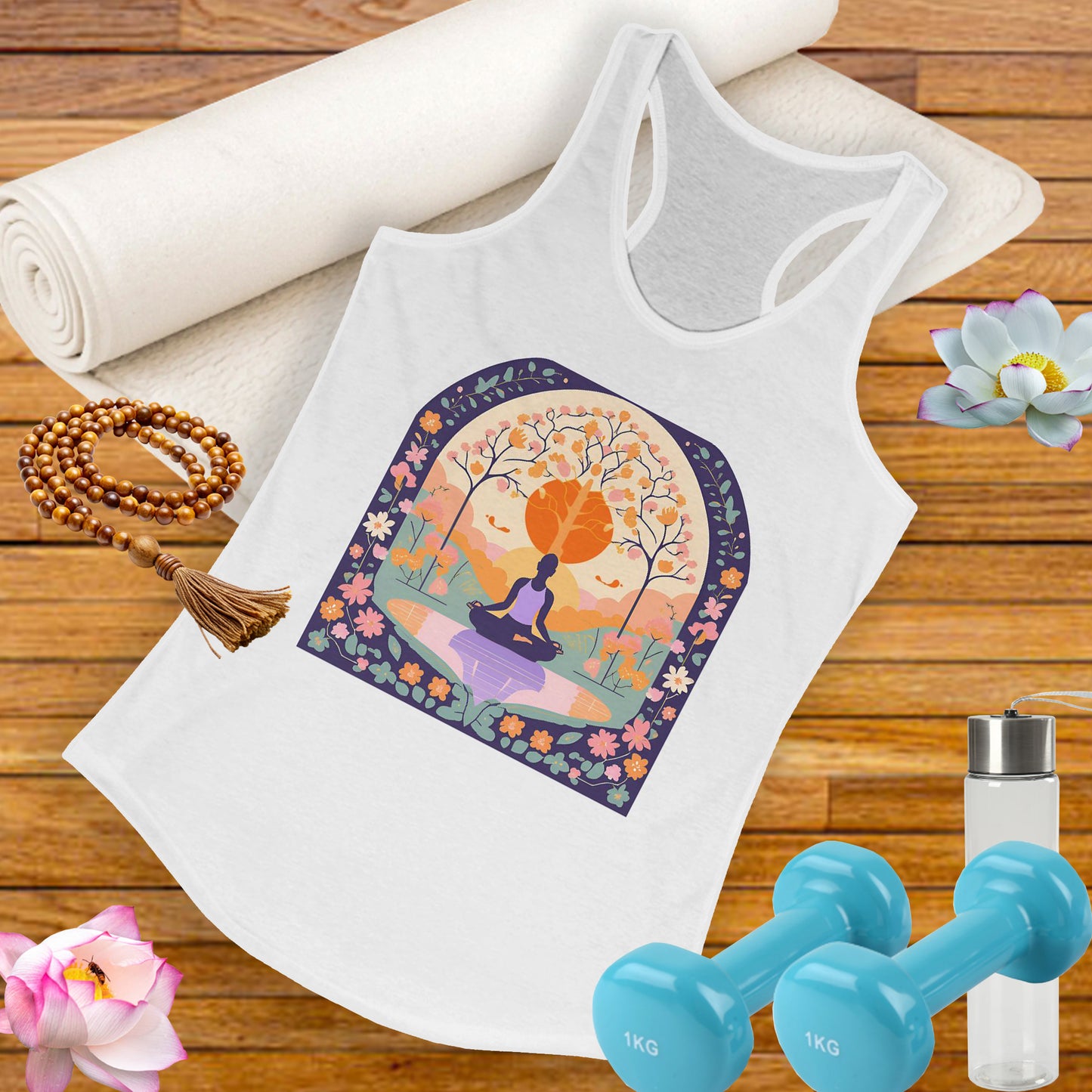 “Zen Garden Reflection” Racerback Tank – Serenity in Motion