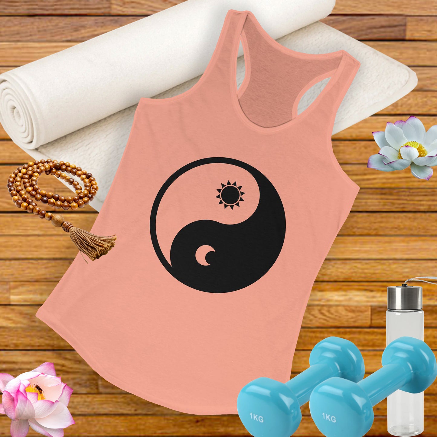 Balance in Motion Racerback Tank – Yin & Yang Sun & Moon Design