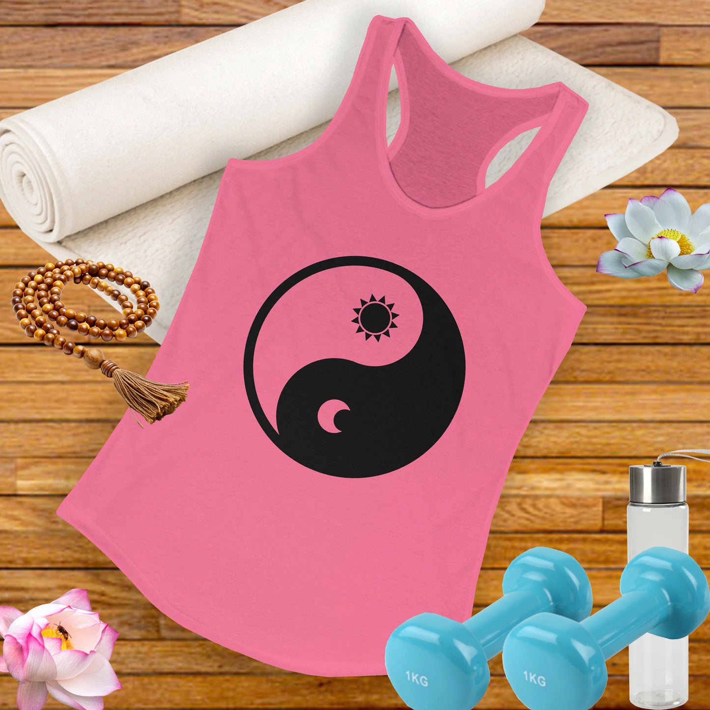 Balance in Motion Racerback Tank – Yin & Yang Sun & Moon Design
